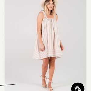 Rylee + Cru petal stripe shoulder tie dress